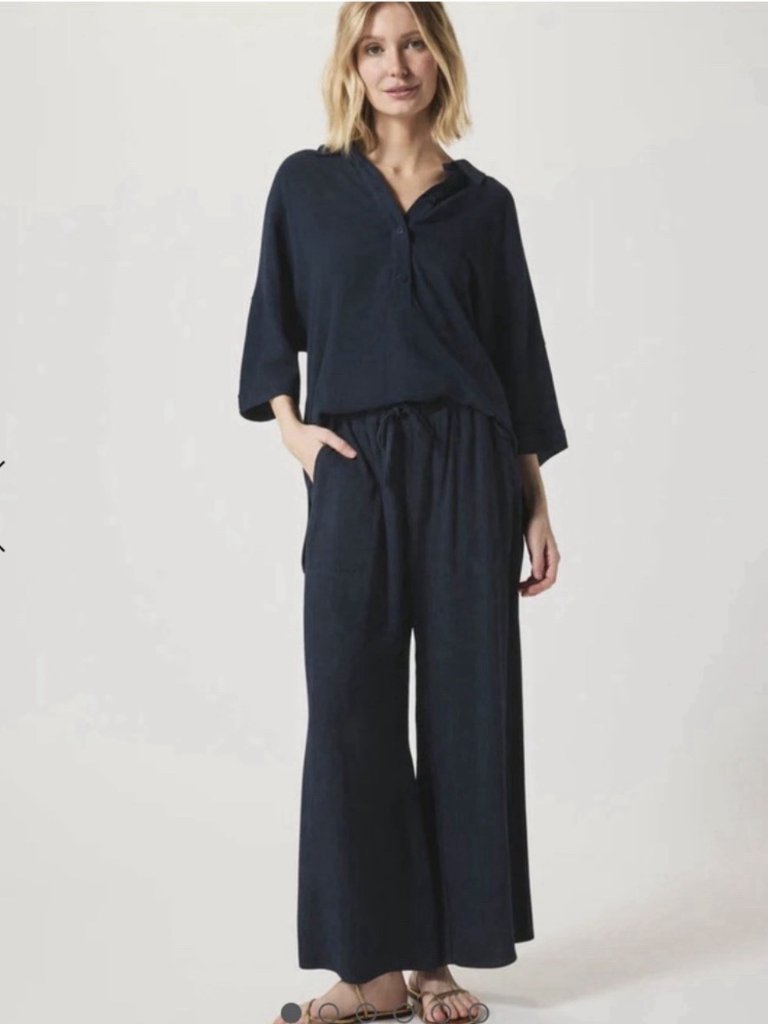 Nwt Splendid Navy Palazzo Wide Leg Pull On Pants Beach Resort Womens Medium